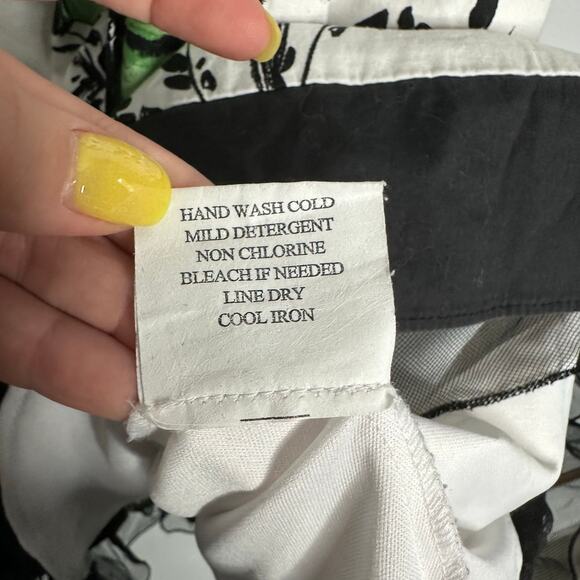 Ruby Rox Women's Y2K Black, White + Green Floral Print Tie Back‎ Flare Dress 3 - Picture 9 of 9